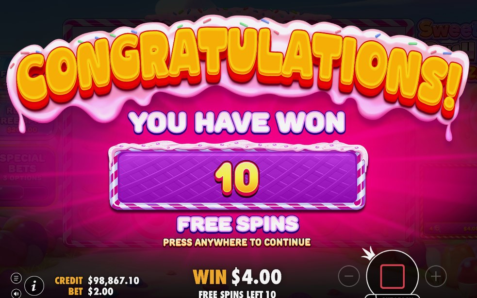 Free Spins-läget i Sweet Rush Bonanza